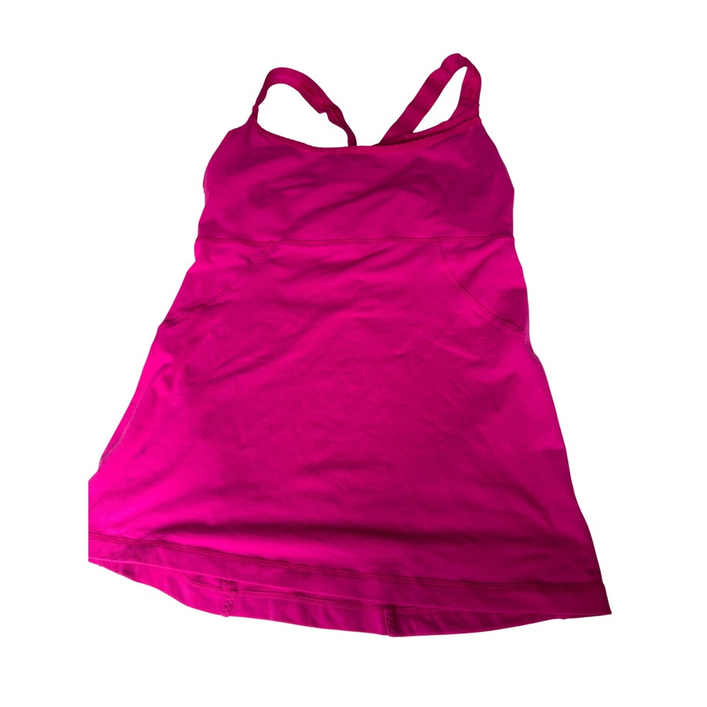 Lululemon Magenta Pink Racerback Tank Top Built-in Bra Size 10 Activewear